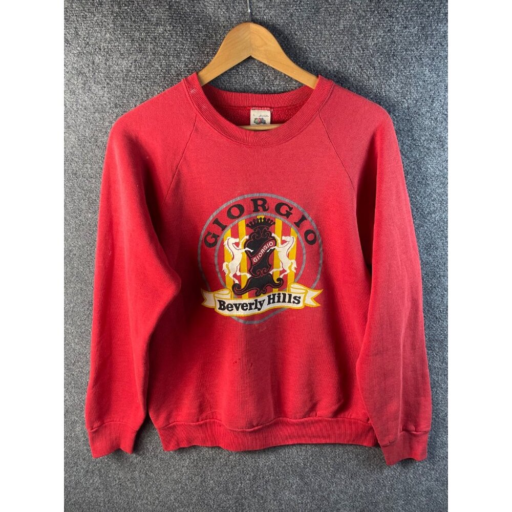 VTG Giorgio Beverly Hills Mens Crewneck Sweater Sz L Red Cotton USA FOTL